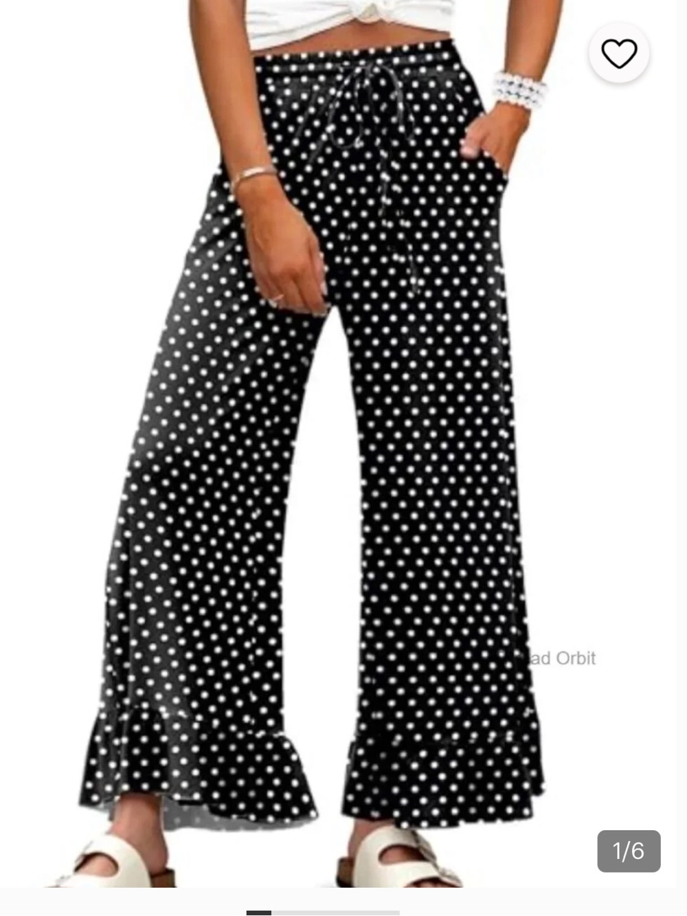 NWOT Grayson Threads Polka Dot Ruffle Wide-Leg Pants with ruffle hem, Size XL